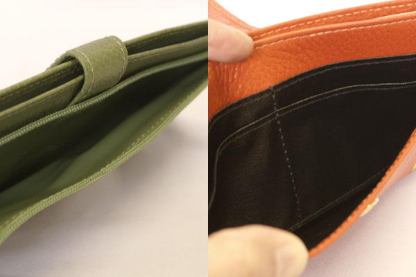 レインボー　薄型単長財布 裏側ファスナーポケットと前ポケット