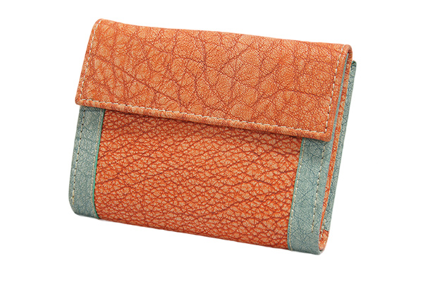 外ポケット付き　多機能財布 (小) オレンジ / ブルー